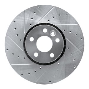 Volvo XC60 Brake Rotor (1) - Front Left - R1 Concepts - Drilled & Slotted - Silver - `10-`16